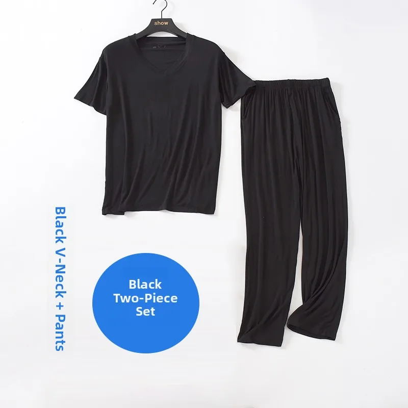 Black v-neck (short-sleeved trousers)