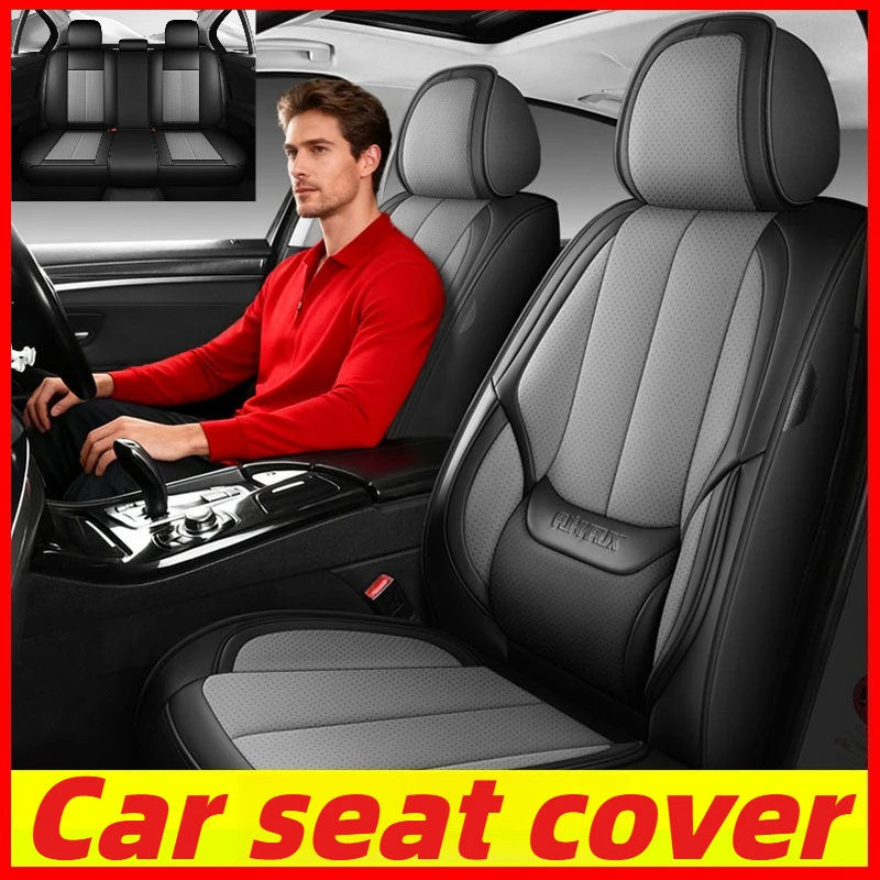 غطاء مقعد السيارة مصنوع من جلد البولي يوريثان قابل للتنفس ومقاوم للماء وخصر ناعم ومتين وغطاء وسادة مكون من 5 مقاعد