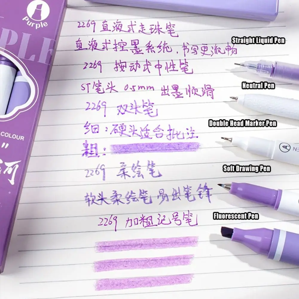 5PCS/Set High Quality Non Repeating Fluorescent Pen Quick Drying Student Painting Neutral Pen Soft Drawing Pen School Office