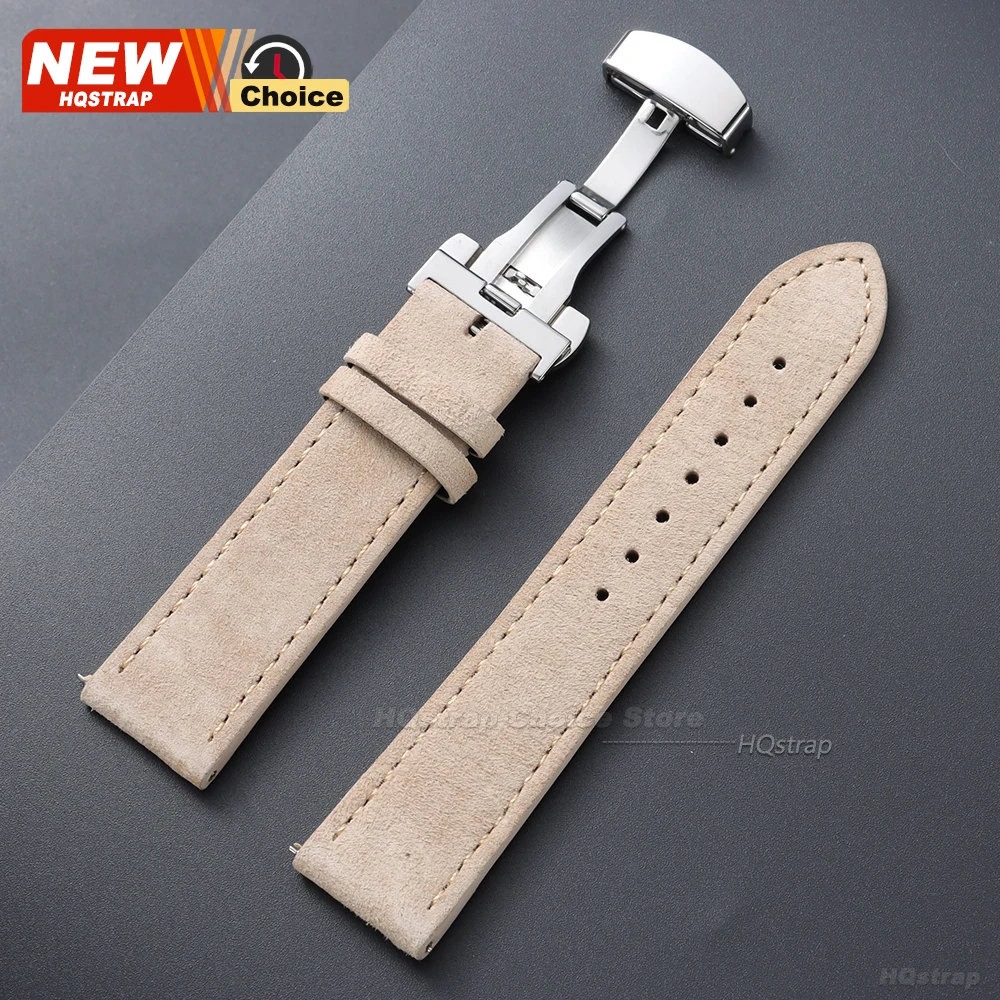Butterfly Clasp Suede Strap for Omega Watch Band
