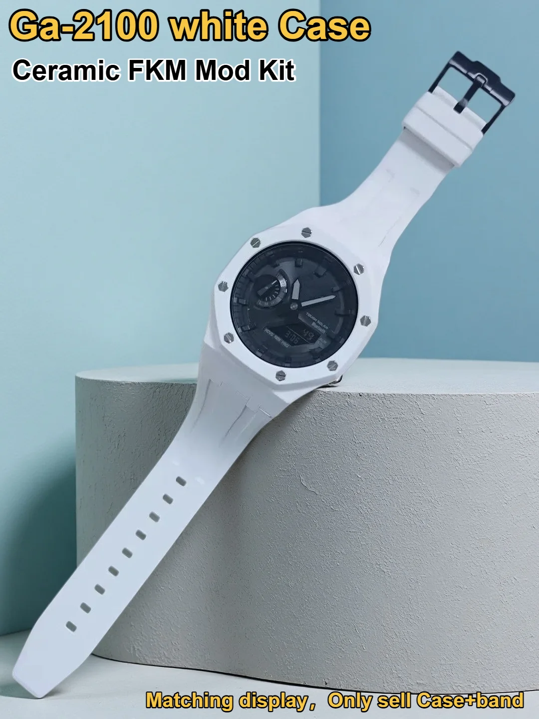 Ga2100 Upgrade Ceramic Quality Case Nylon Mod Kit For Casio Ga-2100 Ga-b2100 2110 bezel Watch Strap FKM Fluoro Rubber Watchband