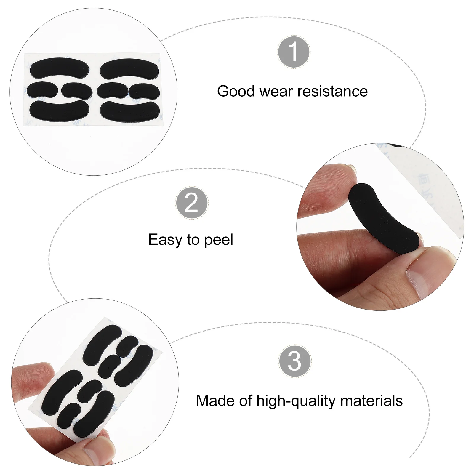

2Sets Mouse Foot Sticker Silicone High Softness Wear-Resistant for Gaming Mouse Glide Smooth Accuracy Enhancement