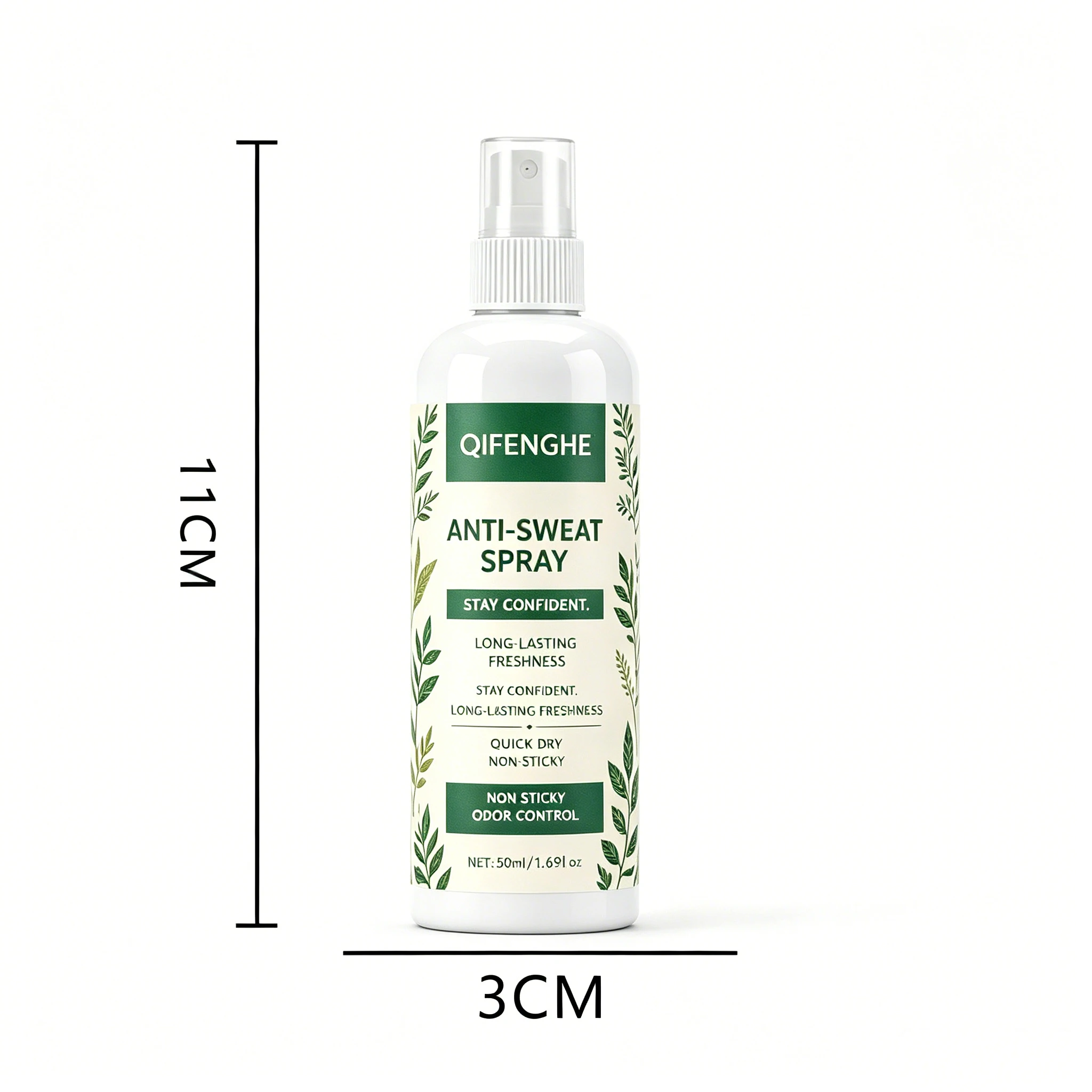 QIFENGHE Anti-Sweat Spray 50ml Long Lasting Antiperspirant Deodorant Fine Quick Dry Mist Underarm Body Odor Remover Portable Swe