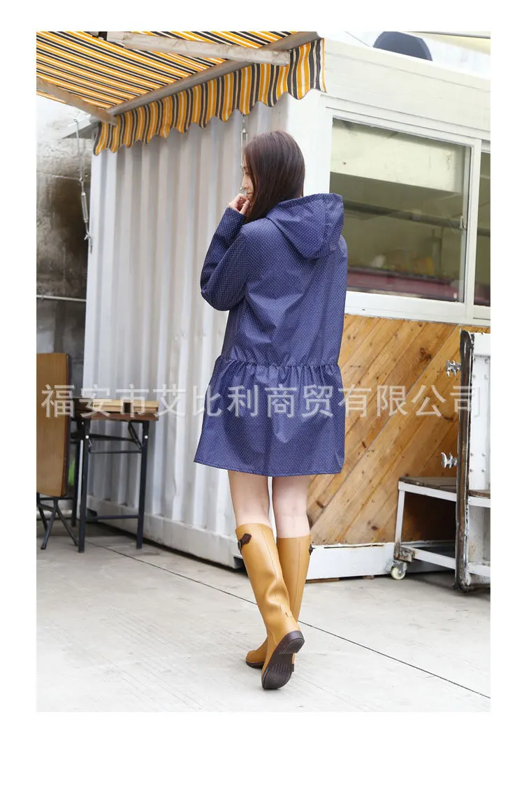 Nylon Raincoat for Women, One-Piece Poncho, Polka Dot, Outdoor Skirt, Swing, Female, Adult, Korean, Simple, Fashion