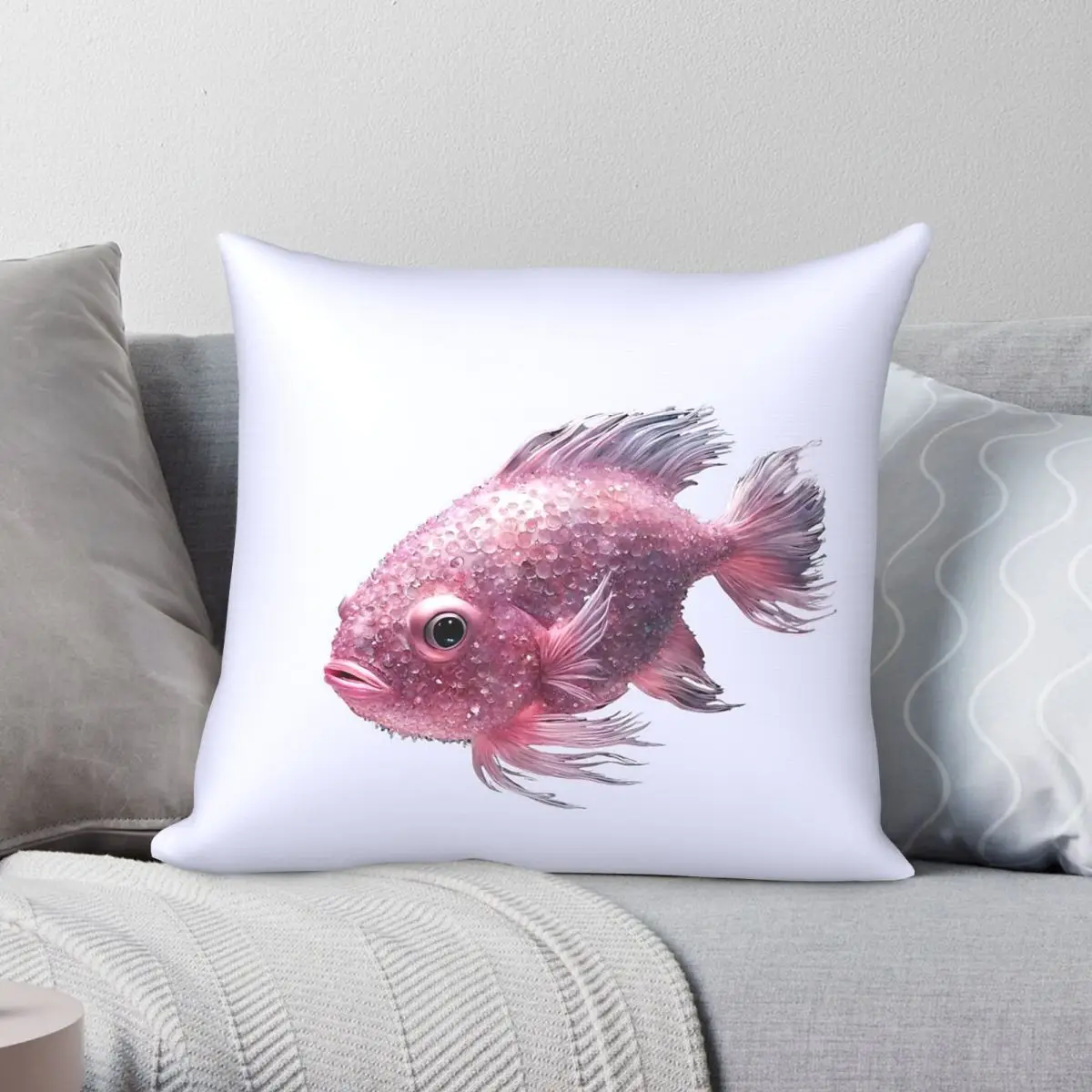 Pink Fish Zodiac Pisces Square Pillowcase Polyester Linen Velvet Printed Zip Decorative Throw Pillow Case Car Wholesale
