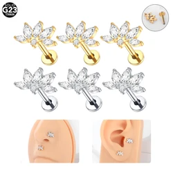 1/5PCS Titanium 16G Marquise Zircon Labret Lip Stud Ear Cartilage Tragus Helix Earring Daith Lobe Conch Piercings Women Jewelry