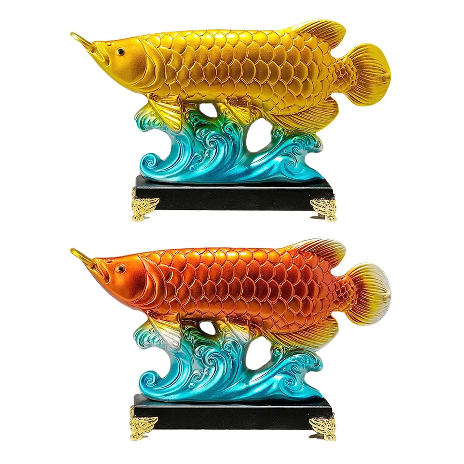 

Chinese Feng Shui Fish Statue Desktop Ornament Office Decorative New Year Living Room Centerpieces Gift Holiday Koi Sculpture