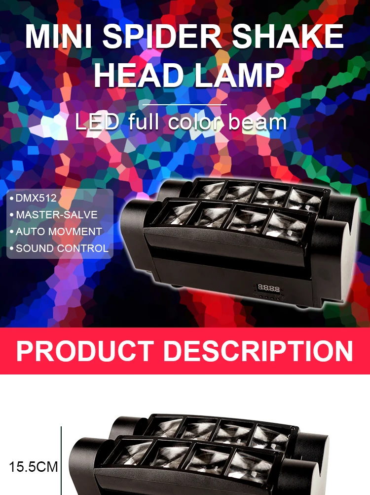 Moving Head DJ-Lichter LED Spider 80W RGBW Bühnenbeleuchtung Tonaktiviert DMX-512 für Party Pub Hochzeit Event Club Karneval Festival – Detail 1