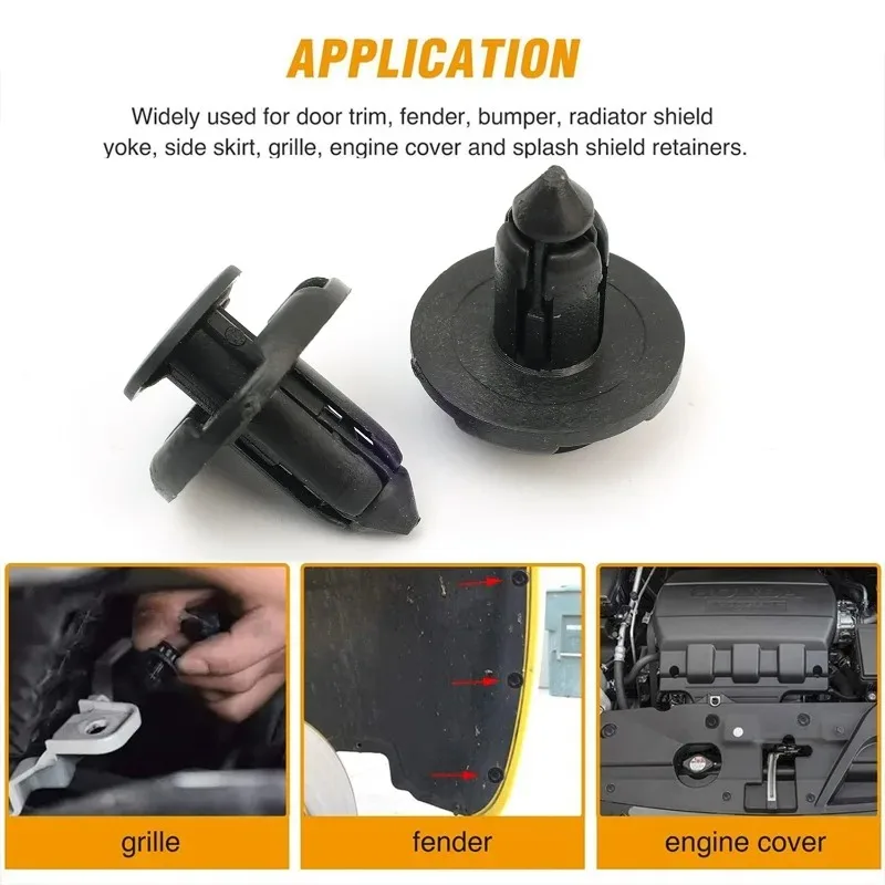 8mm Rivet Fastening Car Black Bumpers Kit Replacement of Generic Plastic Fasteners Inner Lining for The Dam Plate and Screws