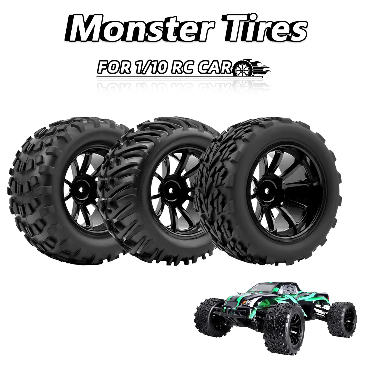 RCZIPROY 4PCS 12mm Wheel Hub 1/10 Tire Wheel 120mm 125mm Monster Truck Tire Wheel Buggy RC Car Crawler Traxxas Scx10 Buggy