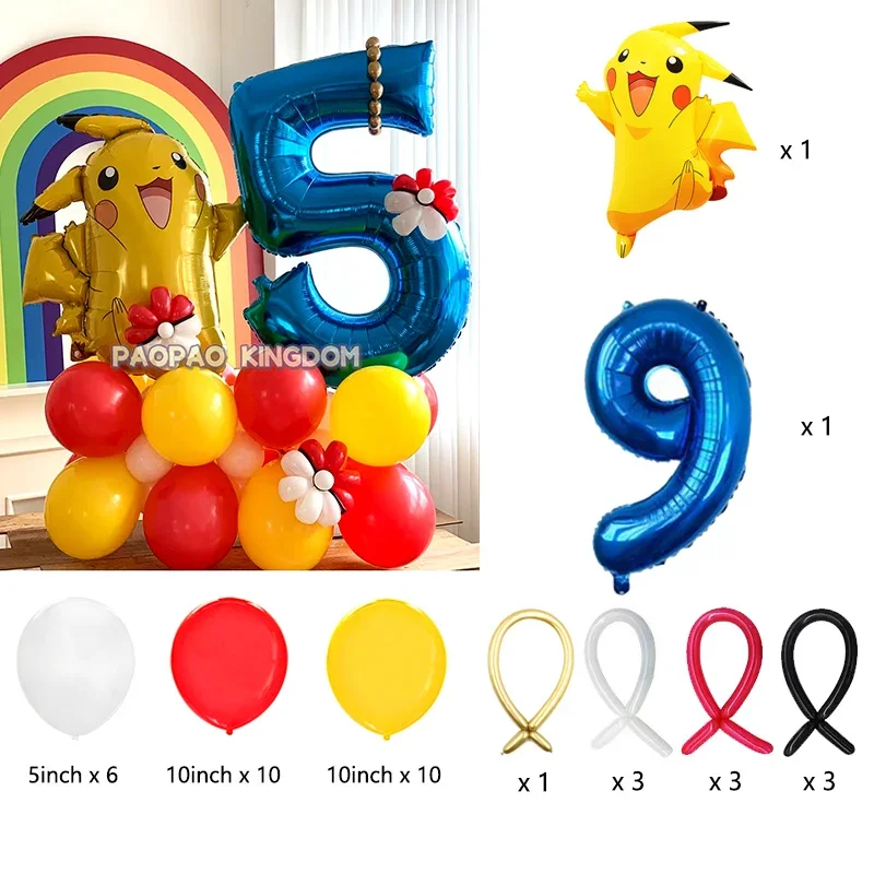 Pokemon Pikachu Folie Ballonnen Set voor Kinderen Verjaardagsfeestje Decoratie Baby Douche Ballon Decoratie Globos