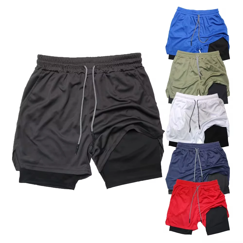 Men\'s Outdoor Cycling Sports Shorts Summer Breathable Quick-drying Shorts Sportswear Double-layer Two-in-one Casual Shorts M-3XL