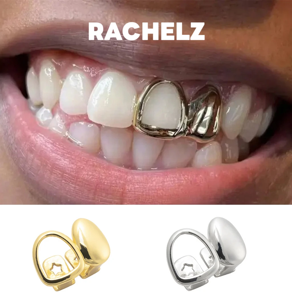 RACHELZ الهيب هوب مختلط مزدوج الجوف الأسنان Grillz الشرير لامعة الأسنان قبعات للنساء الرجال المجوهرات عيد الميلاد تأثيري هدية #4