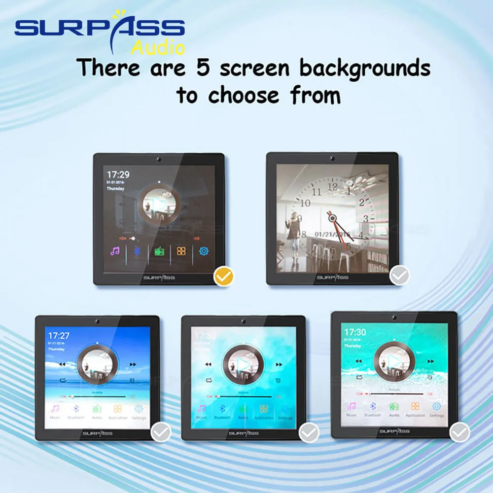 Full Screen Touch Digital Stereo Media Player Blue-tooth Ceiling Speakers With Wall Mount Amplifier Smart Home PA Systems