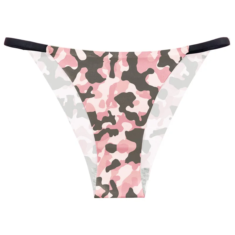 Sexy Camouflage Thong Low Waist Women's Seamless T-pants Printed Thin Strap Bikini Breathable Underwear G-Strings Femme Briefs