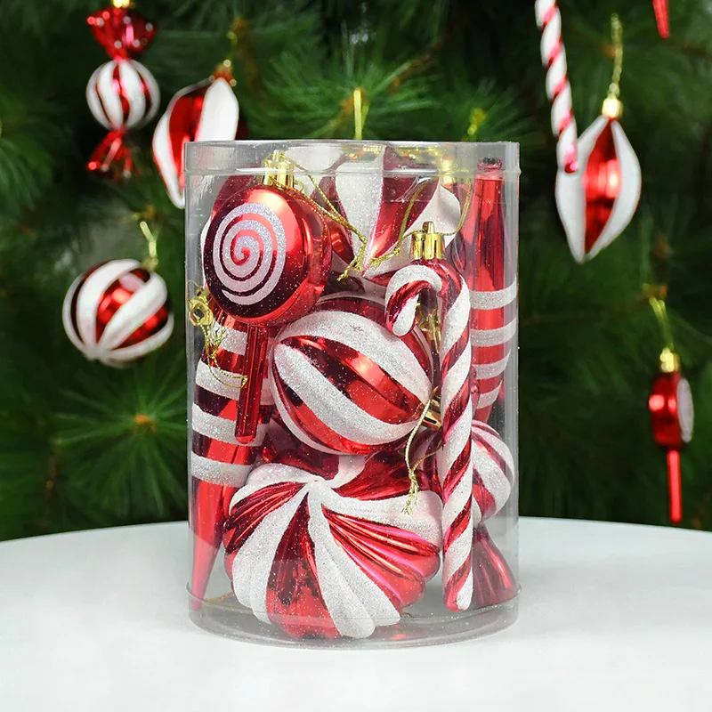 

14pcs/box Christmas Tree Candy Pendants Xmas Ball Cane Lollipop Hanging Ornaments Christmas Home Decoration 2023 New Year Gifts