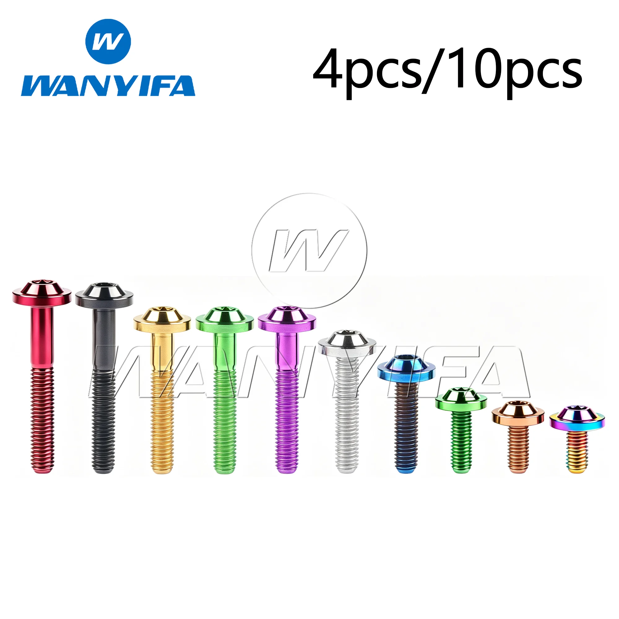 Wanyifa Titanium Bolt M5x10/12/15/20/25/30/35mm Torx T25 Head Screws for Bicycle Motorcycle Modification 4/10pcs
