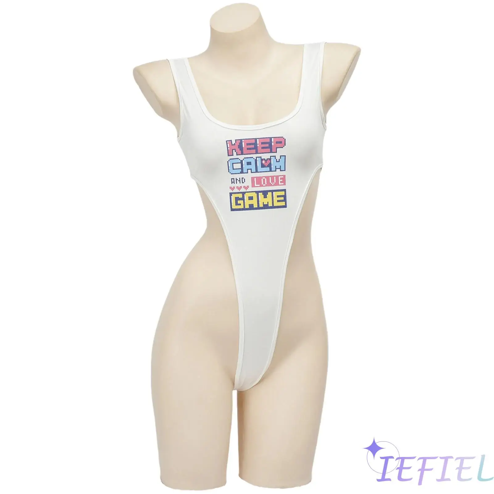 

Womens Fashion Anime Style Print Bodysuit Swimwear Sleeveless Low Back High-cutting One-piece Leotard Bathing Suit Swimsuit