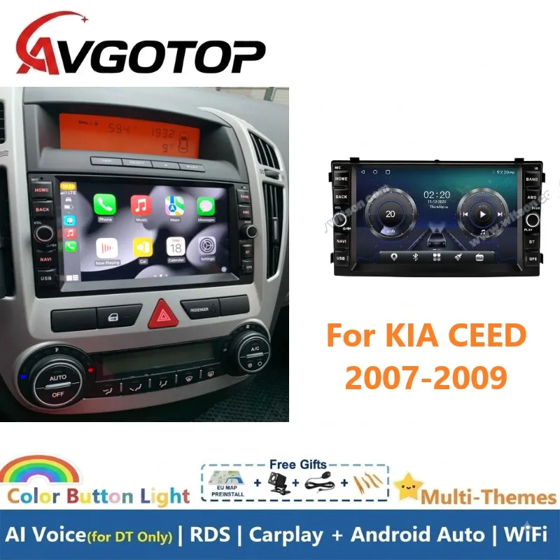 AVGOTOP Android Car Radio for KIA CEED 2007-2009 Multimedia GPS WiFi Audio Vehicle Head Unit with Carplay Auto Stereo