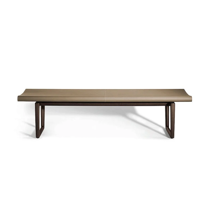 

#High-End Retro Saddle Leather Bench Rectangular Ottoman End of Bed Long Bench Heavy Duty Stool with Legs for Hallway LivingRoom