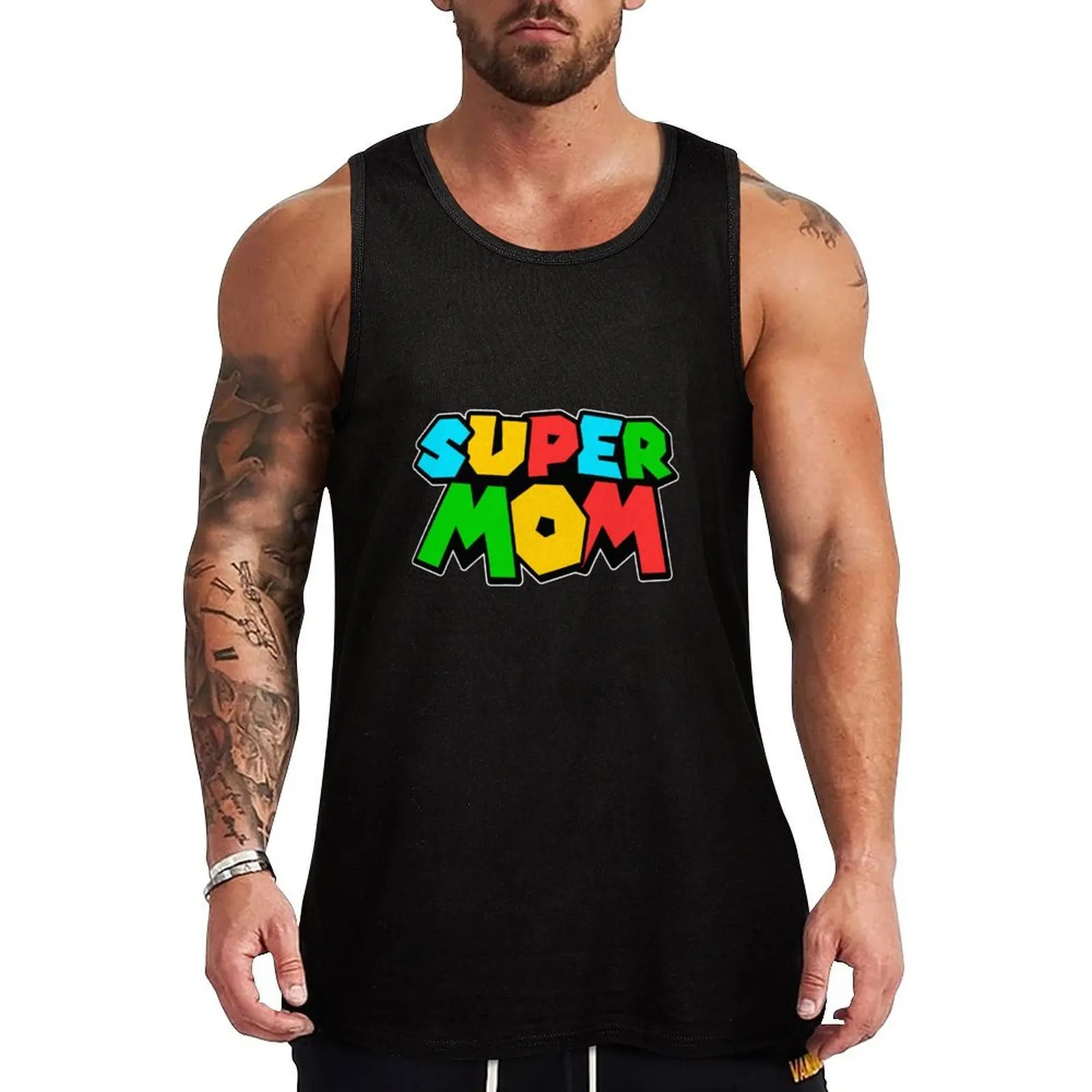 

SUPER MOM Tank Top Men's sleeveless sports suits sleeveless gym shirt man fitness gym clothing men