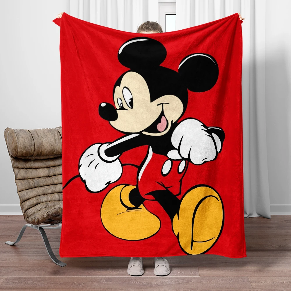 

Mickey Mouse Modern Cartoon Embroidery Printed Flannel Blanket - Suitable for All Seasons, Stain Resistant, Bed, Sofa, Travel