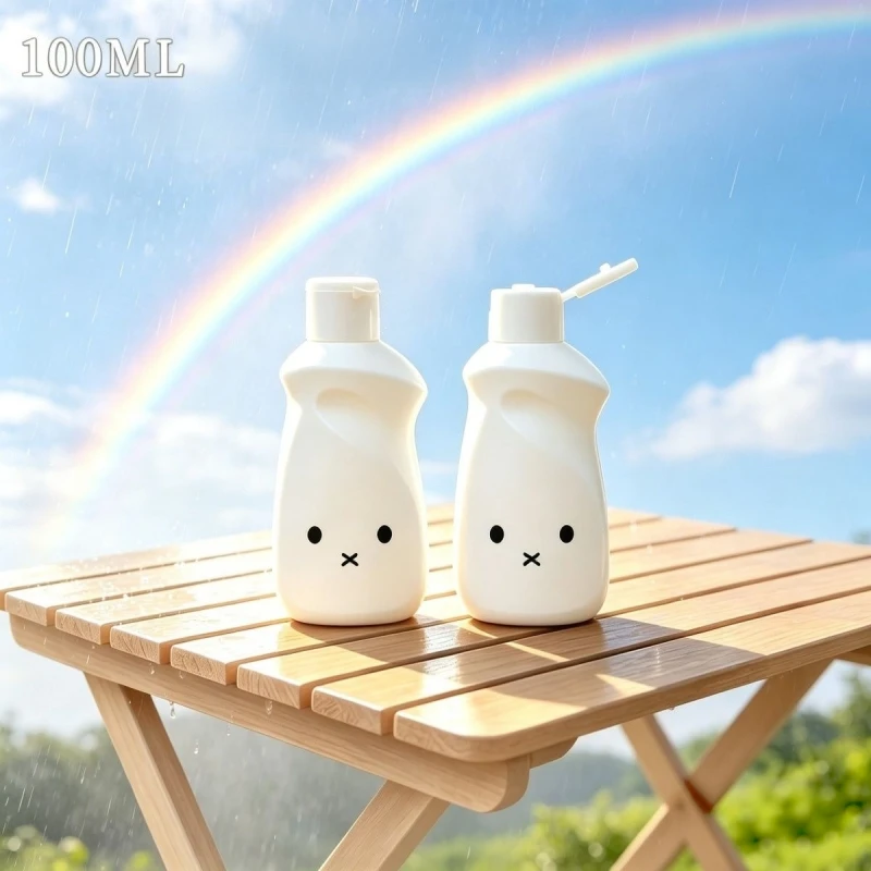 Kawaii Miffy Flip Top Bottle 100ml Dispensing Bottle Laundry Detergent Shampoo Shower Gel Conditioner Squeeze Bottle