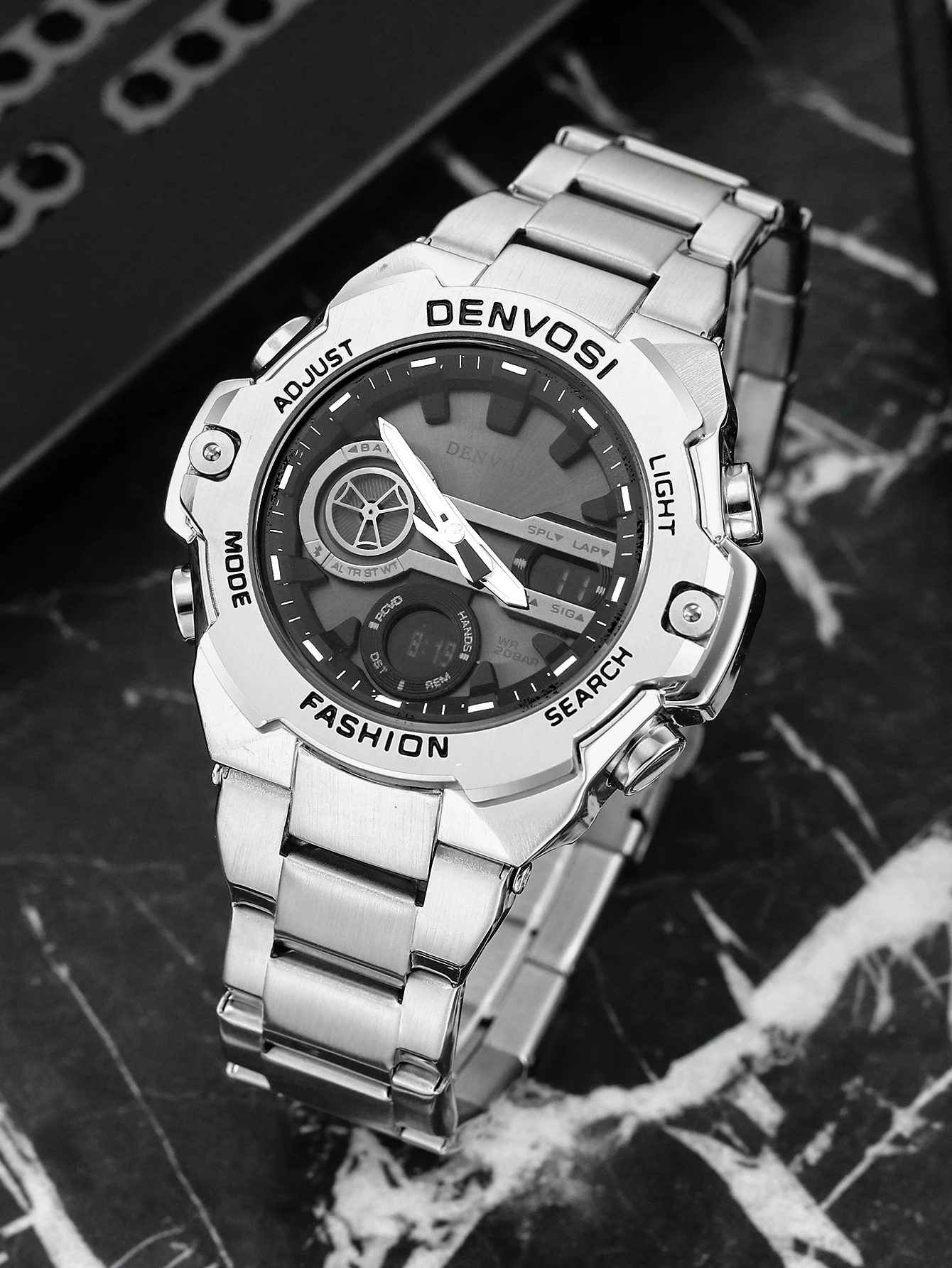 

DENVOSI Men's Steel Heart Quartz Watch, Military Style Stainless Steel Watch