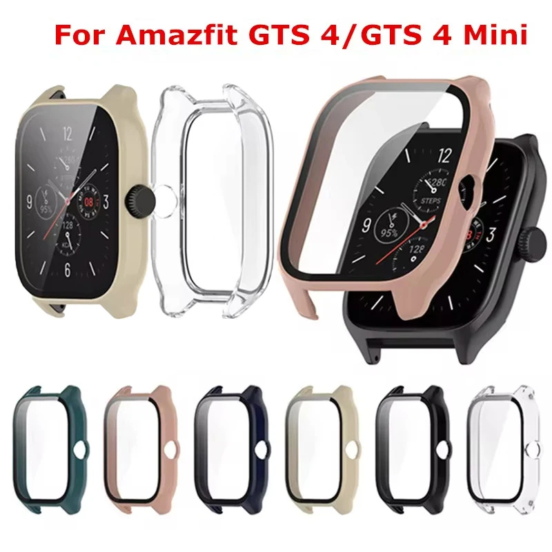 Case+Glass For Amazfit GTS4/4 Mini Cases Full Coverage Protection Shell For Amazfit GTS 4 Mini Screen Protector Protective Cover