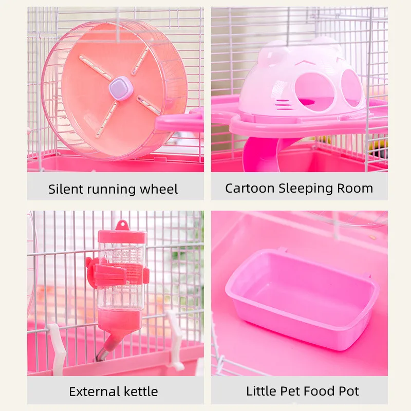 Pet Hamster Cage Basic Cage 47 Cat Head Cage Hamster Cage Supplies Gold Wire Bear Nest Villa Single Double Layer Package