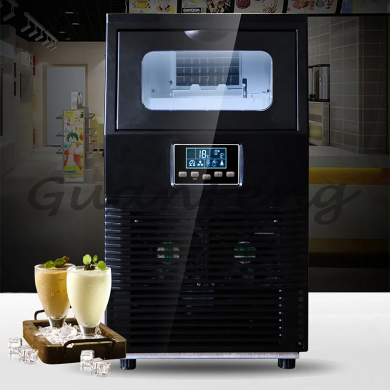 220V 200W Commercial Cube Ice‑Making Machine HZB‑40F/A, 40kg Per Day Automatic Square Ice Maker for Milk Tea Store and Household