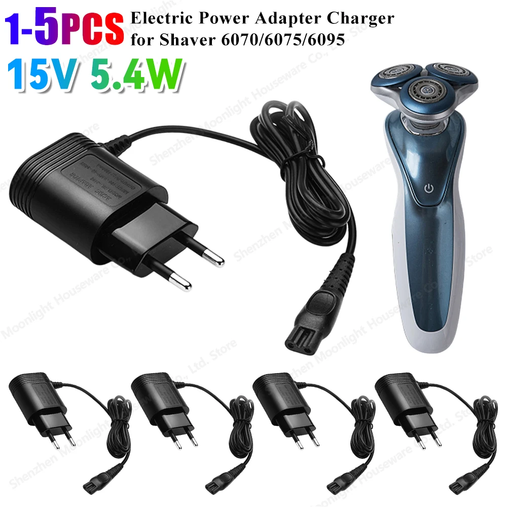15 فولت 5.4 واط الاتحاد الأوروبي التوصيل محول الطاقة 1-5 قطعة شاحن كهربائي لوازم لشركة فيليبس ماكينة حلاقة 6070/6075/6095 ماكينة حلاقة كابل شحن #1