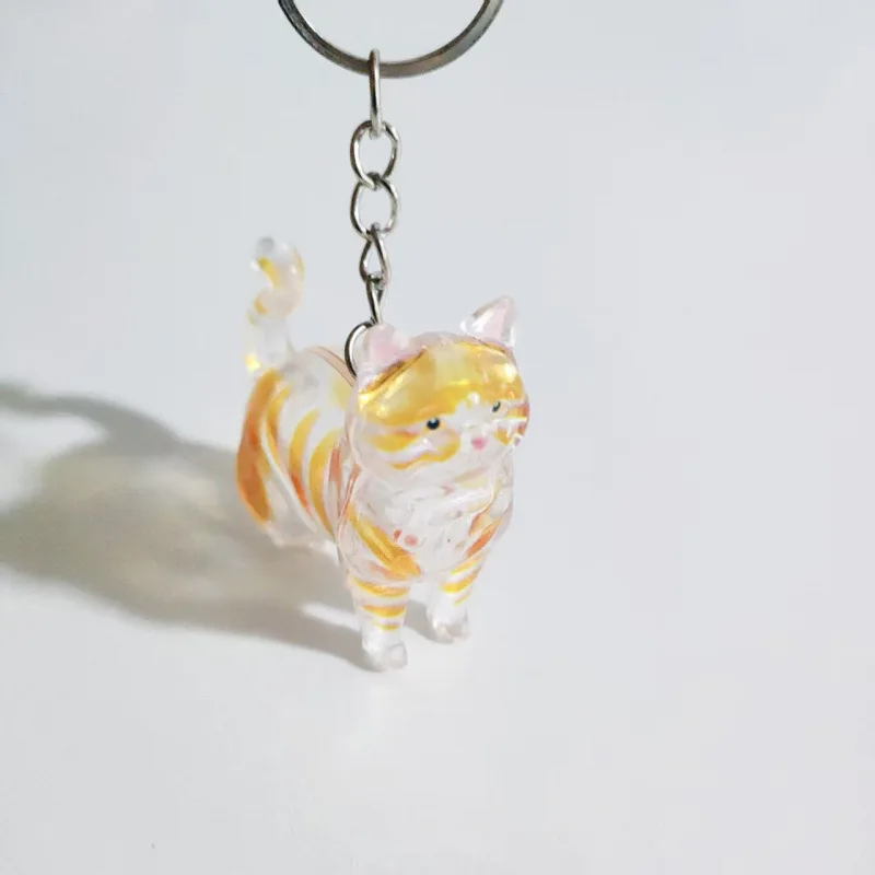Cute Cat Hair Storage Keychain Transparent Pet Fur Keepsake Capsule Souvenir Collection Gift Decoration Pendant
