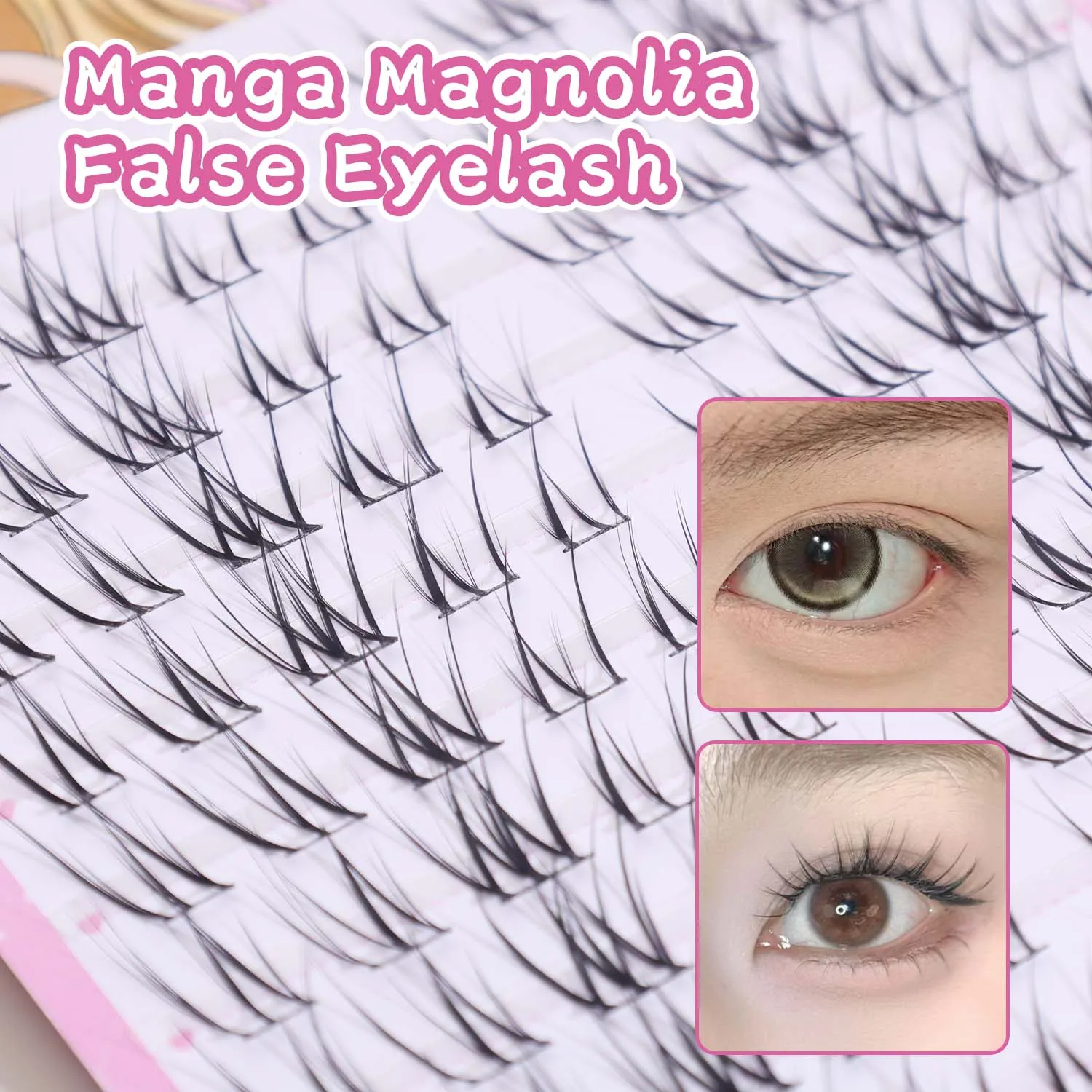 Bande dessinée Magnolia irrégulière côté volant faux cils 3D individuel grappe cils grande capacité Extension de cils beauté