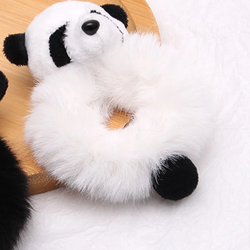 Cute Panda Elastic Hair Ties Cartoon Animal Ponytail Holders for Toddler Girls Teens Lovely Hair Scrunchie Supplies