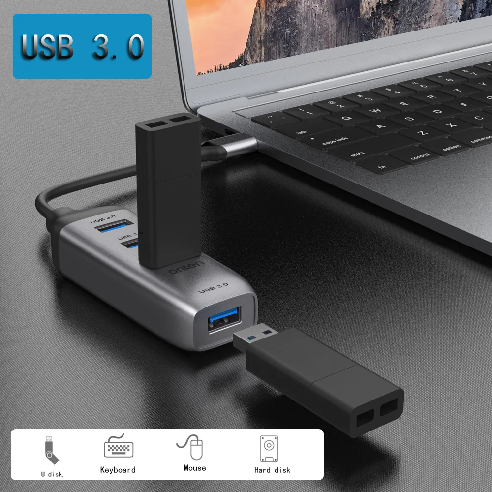 Expansion Desktop Computer Laptop Multi-function Type-c converter 4 In 1 Splitter Adapter Plug and Play usb hub USB 3.0 adapter