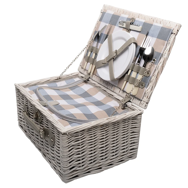 

Best Selling Picnic Basket for 4 Person Set Handmade Natural Rattan Wicker Picnic Basket Set Tableware Storage Basket
