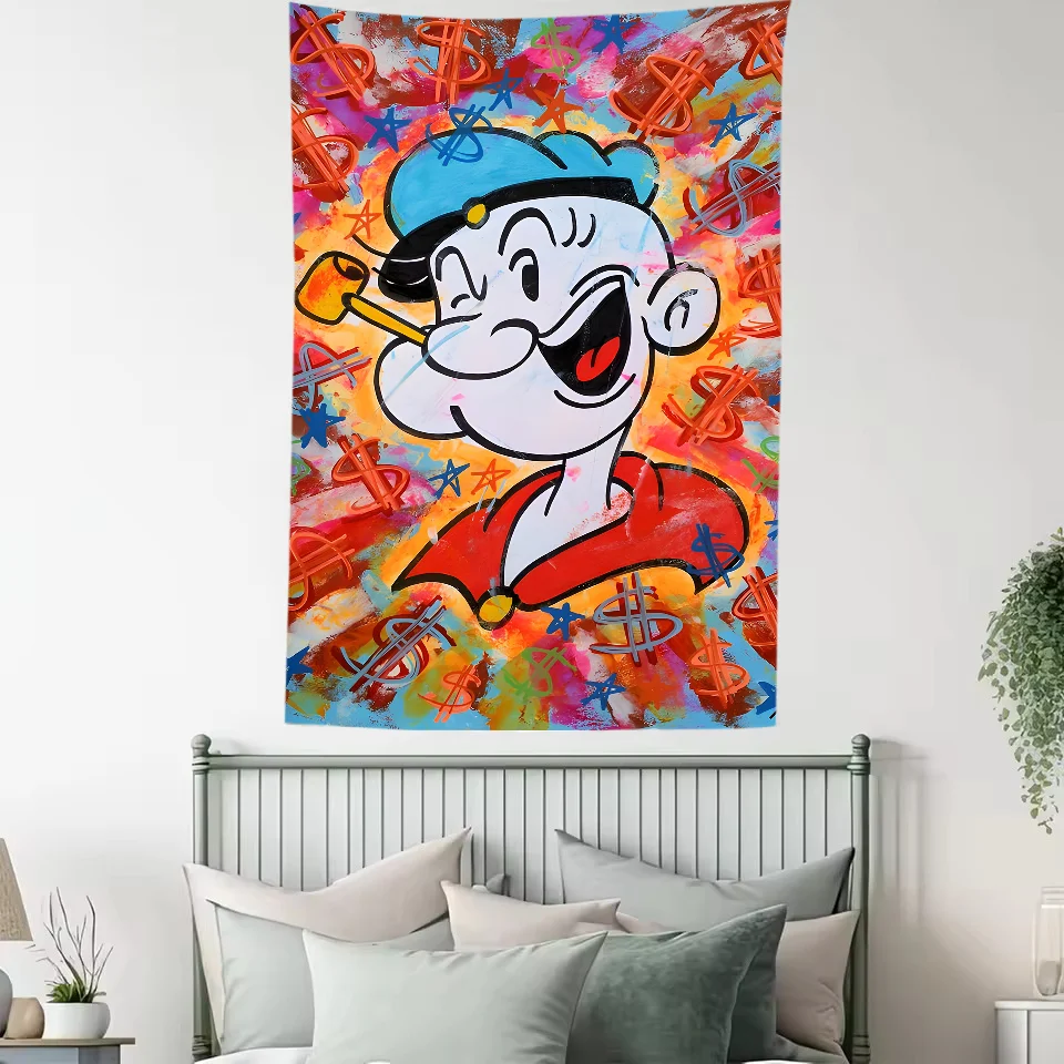 Cartoon P-Popeye The Sailor Tapestry Polyester Printed Gift Banner Home or Outdoor For Decoration Tapestry