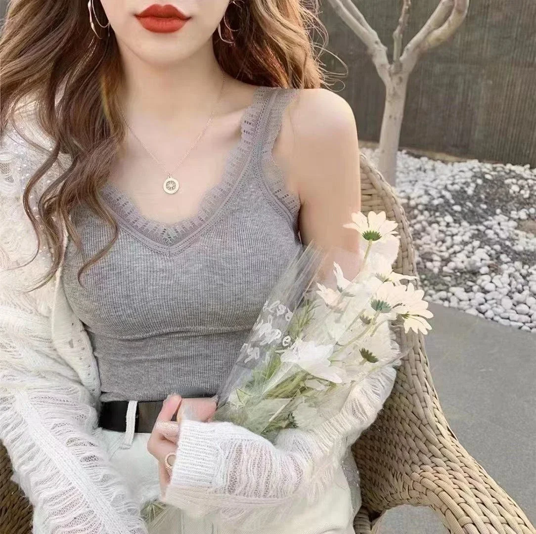 Summer Top Women Sleeveless Lace Tank Top Sexy Women\'s T-shirt Vest Bra Female Vest Tops White Black Underwear Women Lingerie