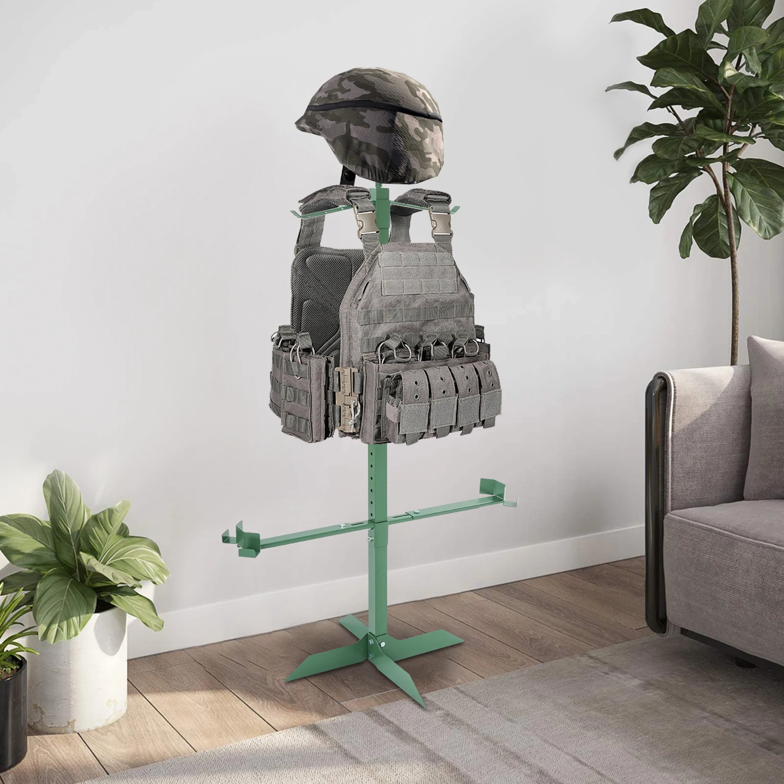

Gear Stand, Military Storage Rack, 150x57x57cm, Vertical Stand for Tactical Bags, Helmets, Clothes, Green Iron Construction, High Load 85lbs, Space Saving Design, Electrostatically Sprayed, Durable, Strong, Non-Deformable