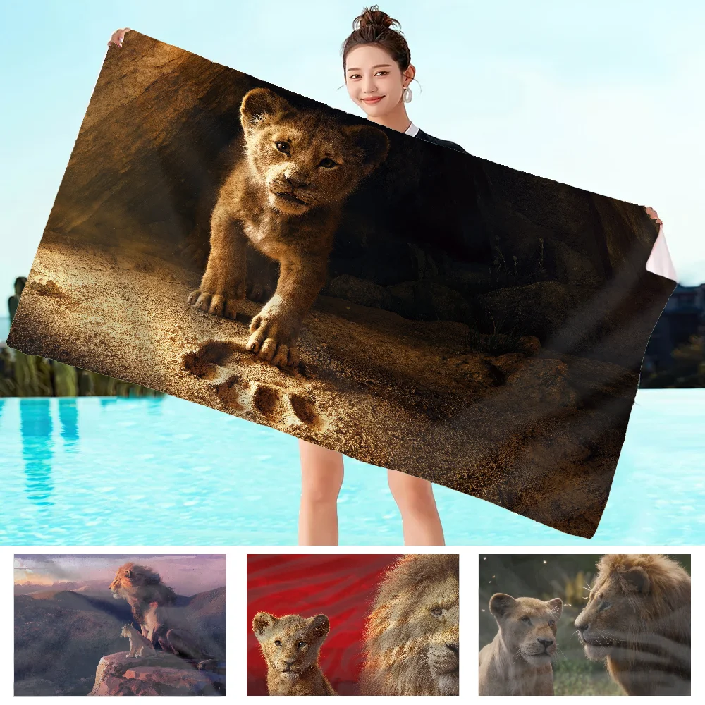 Toalla de baño con patrón de Rey León, toalla de playa de secado rápido y absorbente, de algodón puro, no se decolora