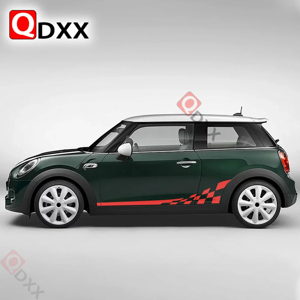 2pieces Checkerboard Checkered Flag Door Side Stripes Decal Stickers for Mini Cooper R56 R50 R52 R53 F56 R60 Countryman Accessor