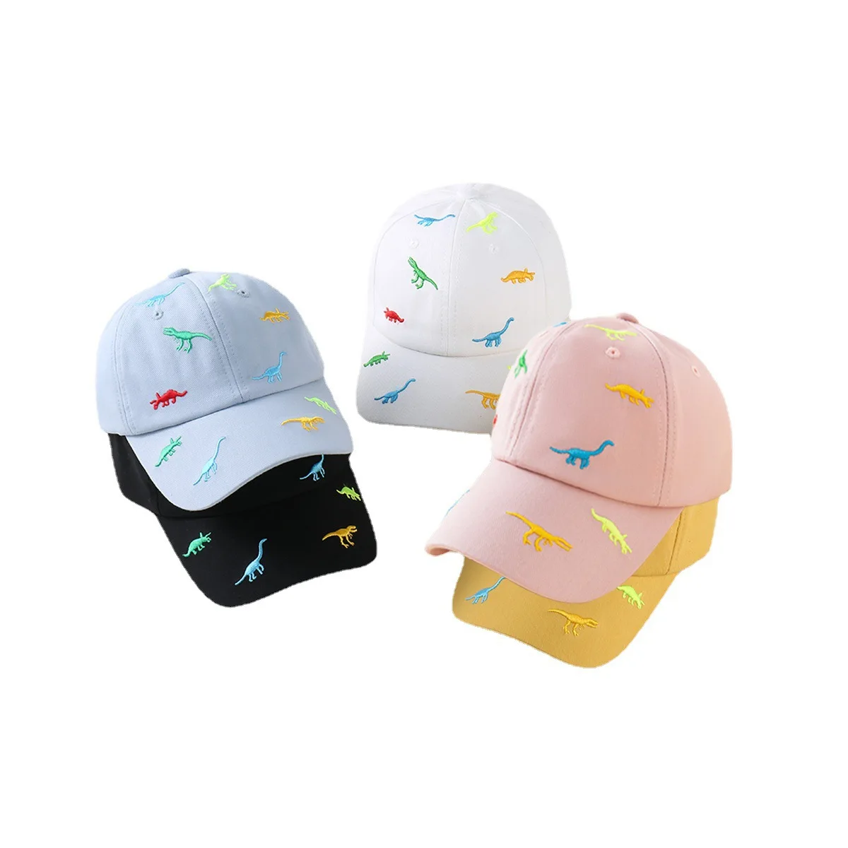 Gorra de béisbol de dinosaurio para niños y niñas, gorro de mezclilla de algodón desgastado, ajustable, bordado, 1, 2 y 3 años