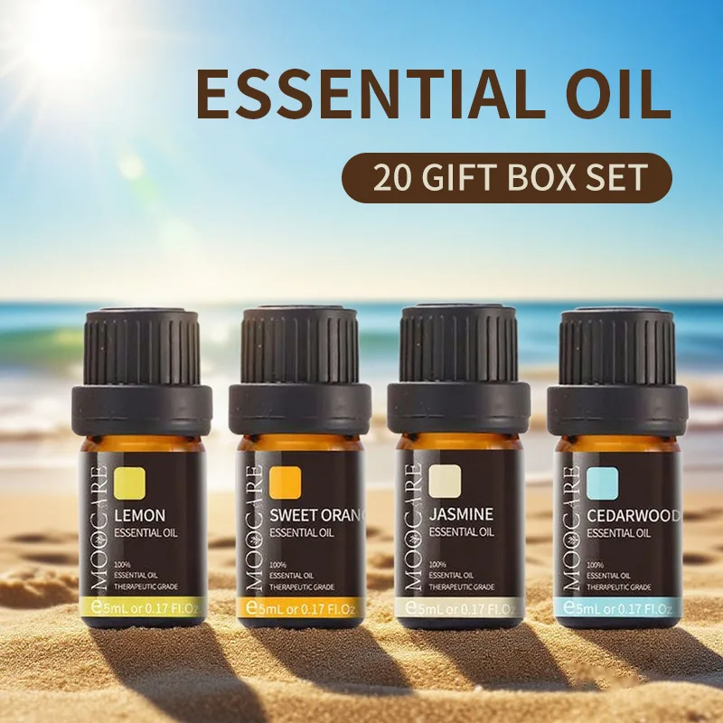 Aromatherapy Essential Oil Set 20Pcs 5ml Rose Lavender Sandalwood Jasmine for Humidifier Candle Making Home Scent Craft Supplies