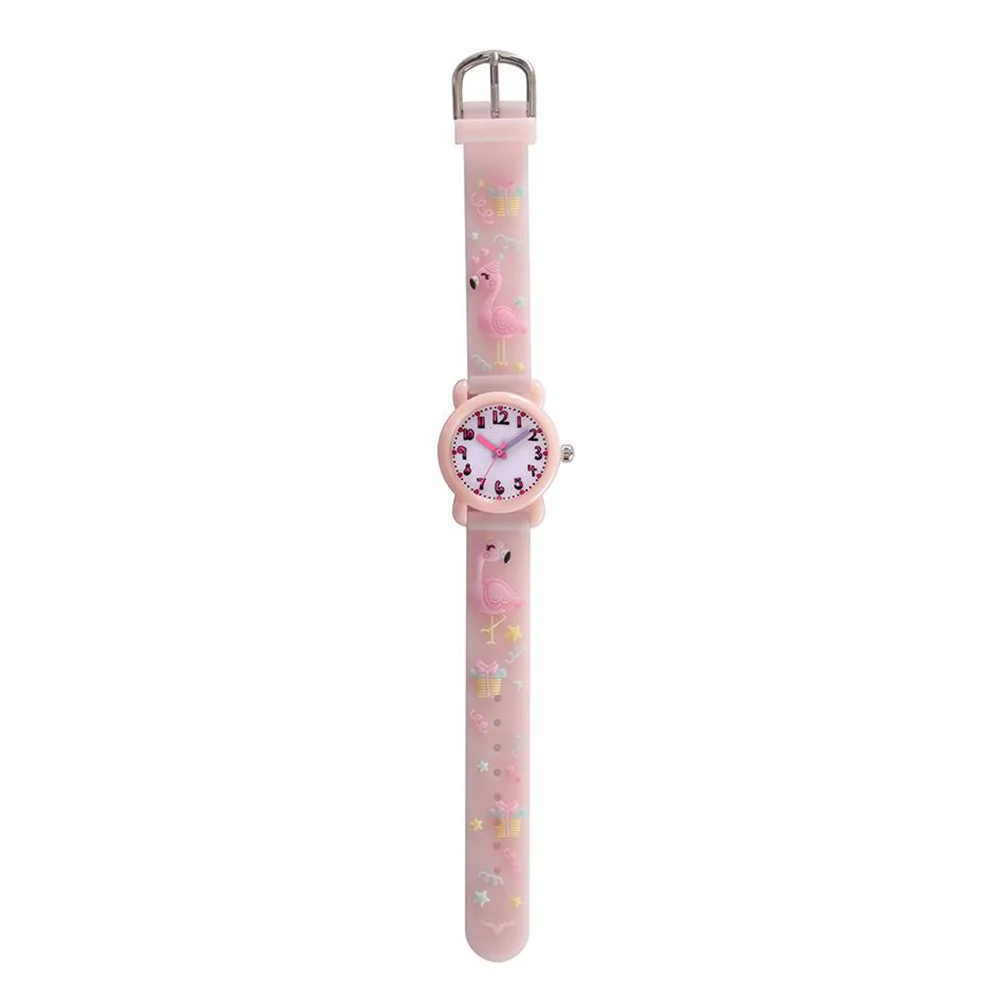 1Pcs Cartoon 3D Watch Waterproof Flamingo Pattern Wristwatch for Light Pink Adorable Fashion Watch