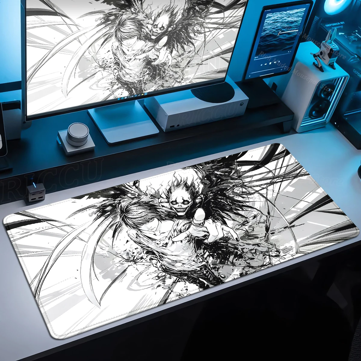 

Death Note Anime Large Mousepad Computer Gamer Lock Edge Mouse Pad XXL PC Keyboard Desk Pad Black White 900x400 Office Mausepad