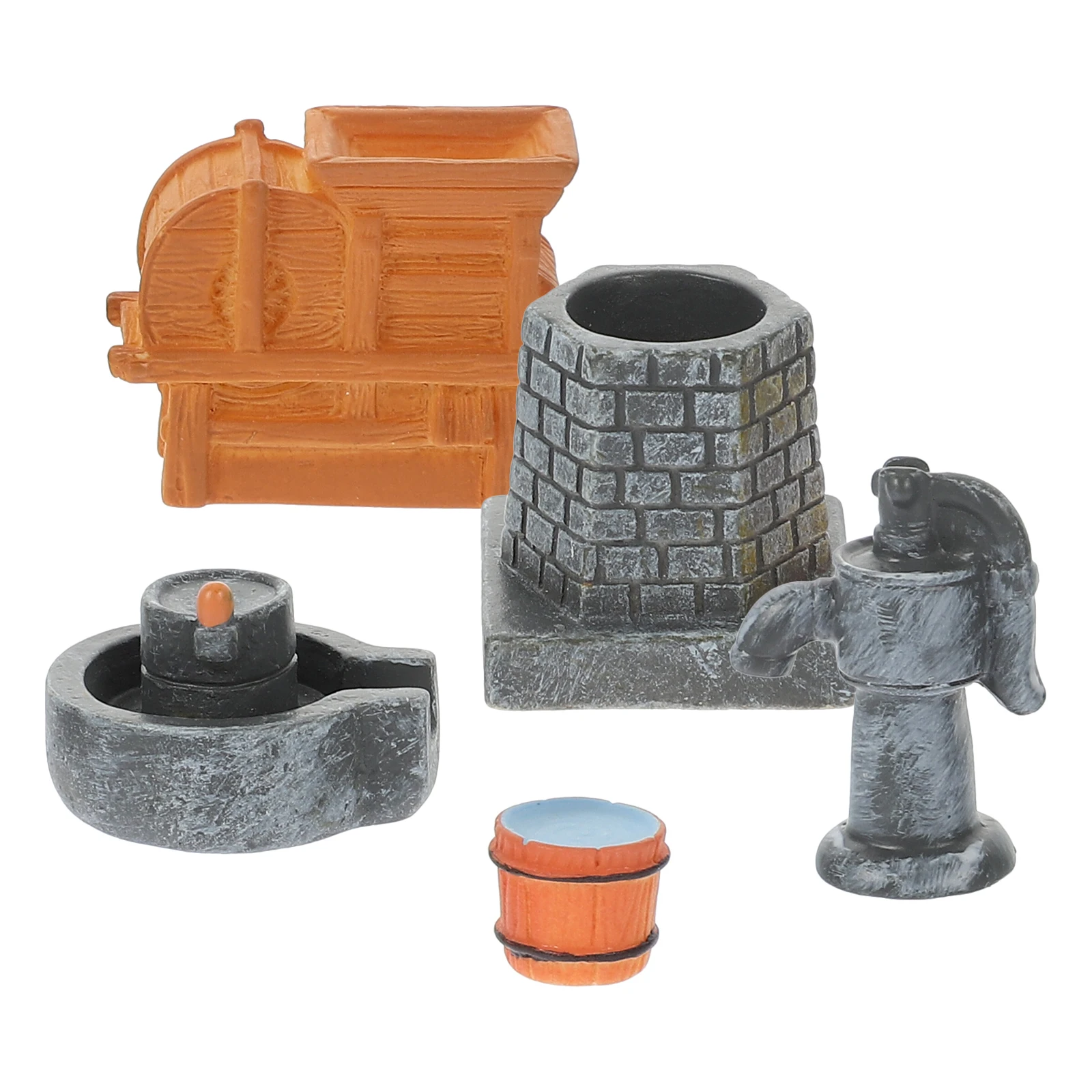 

5 Pcs Farming Tools Ornaments Mini Garden Decor Micro-landscape Decoration Dollhouse Gardening Home Props Stone Mill