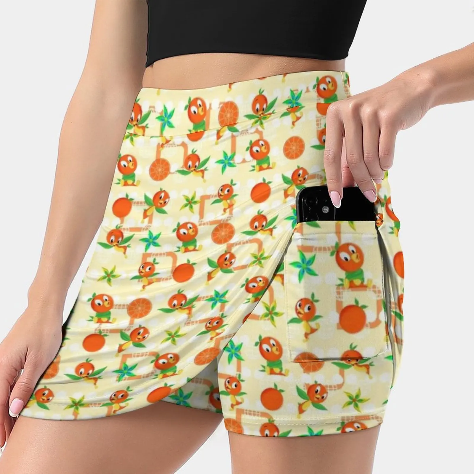 Orange Bird Women's skirt Mini Skirts A Line Skirt With Hide Pocket Orange Bird Orange Florida Walt World Walt World Theme Park