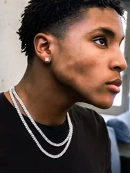 Hip Hop Acrylic Crystal Tennis Chain Necklace For Men Rock Choker Necklace For Women Fashion Party Jewelry Gift