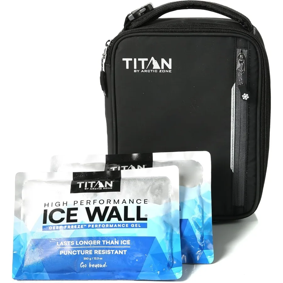

Titan Fridge Cold Upright Lunch Box With 2 250g Ice Walls, Black Ice